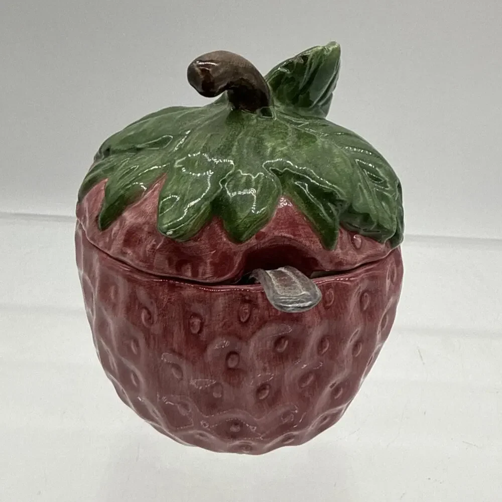 Vintage Strawberry Covered Dish Bowl Fwc The Cooks Bazaar Jelly Server Rare READ